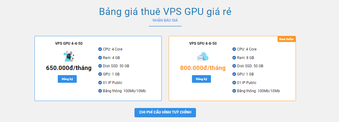 Bảng giá dịch vụ thuê VPS GPU tại Cloudzone 2023